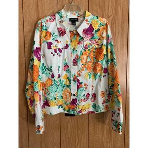 Focus 2000 jacket top size 18 white floral